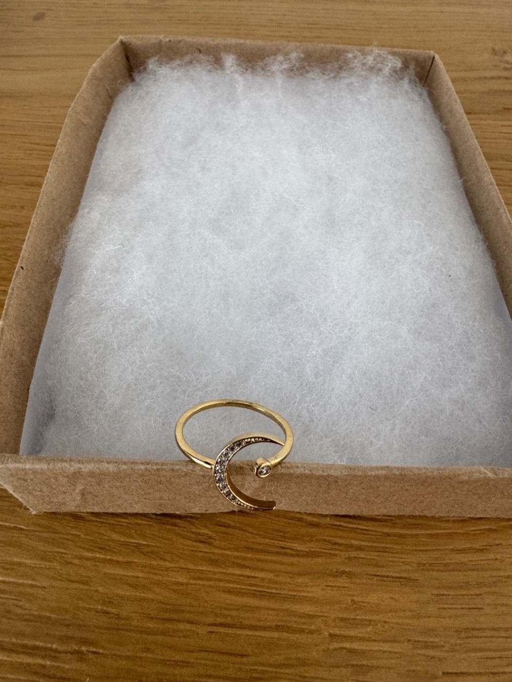 Nordstrom Gold Crescent Moon Ring with Clear Stones